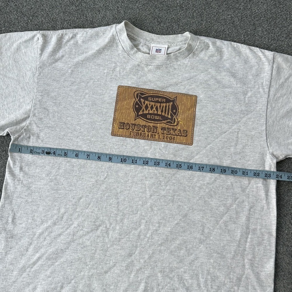 Vintage Super Bowl Shirt Mens XL XXXVIII Gray NFL Football Houston Texas‎ 2004 - Picture 5 of 7